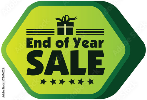 End of year sale vector label or badge isolated on white backgro
