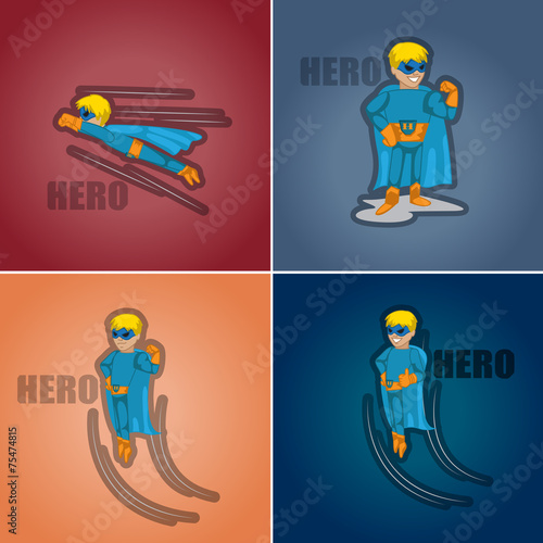 Superhero In Action Set - Isolated On Background - Vector Illustration, Graphic Design, Editable For Your Design 