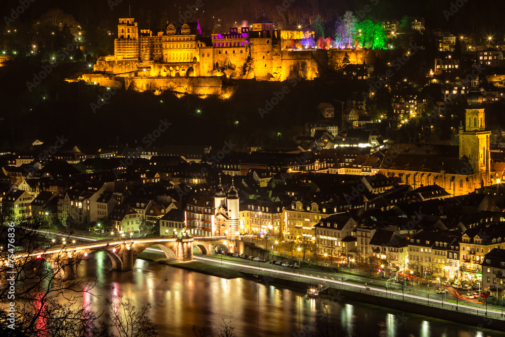 Fototapeta premium Heidelberg at night, Germany