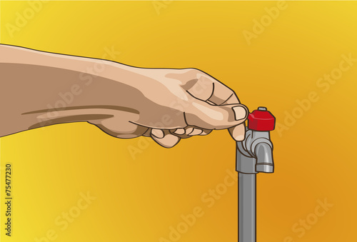 Handle Close the water tap