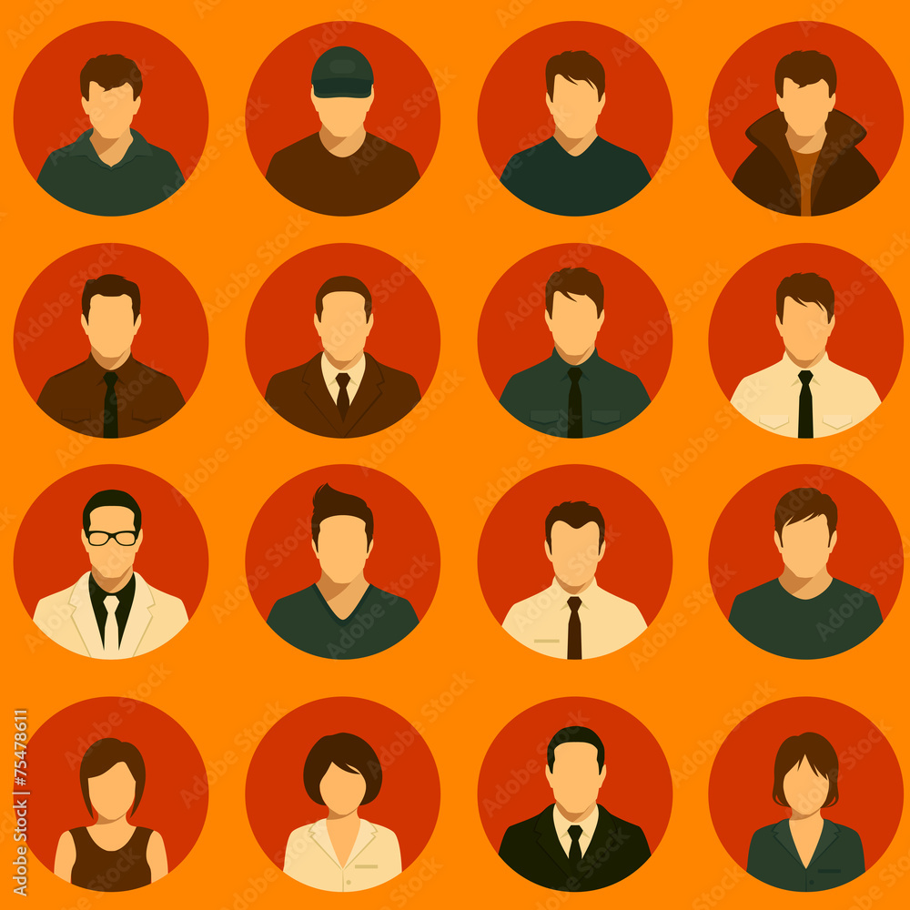 set of flat avatar, vector people icon, set of flat avatar, vector people icon,