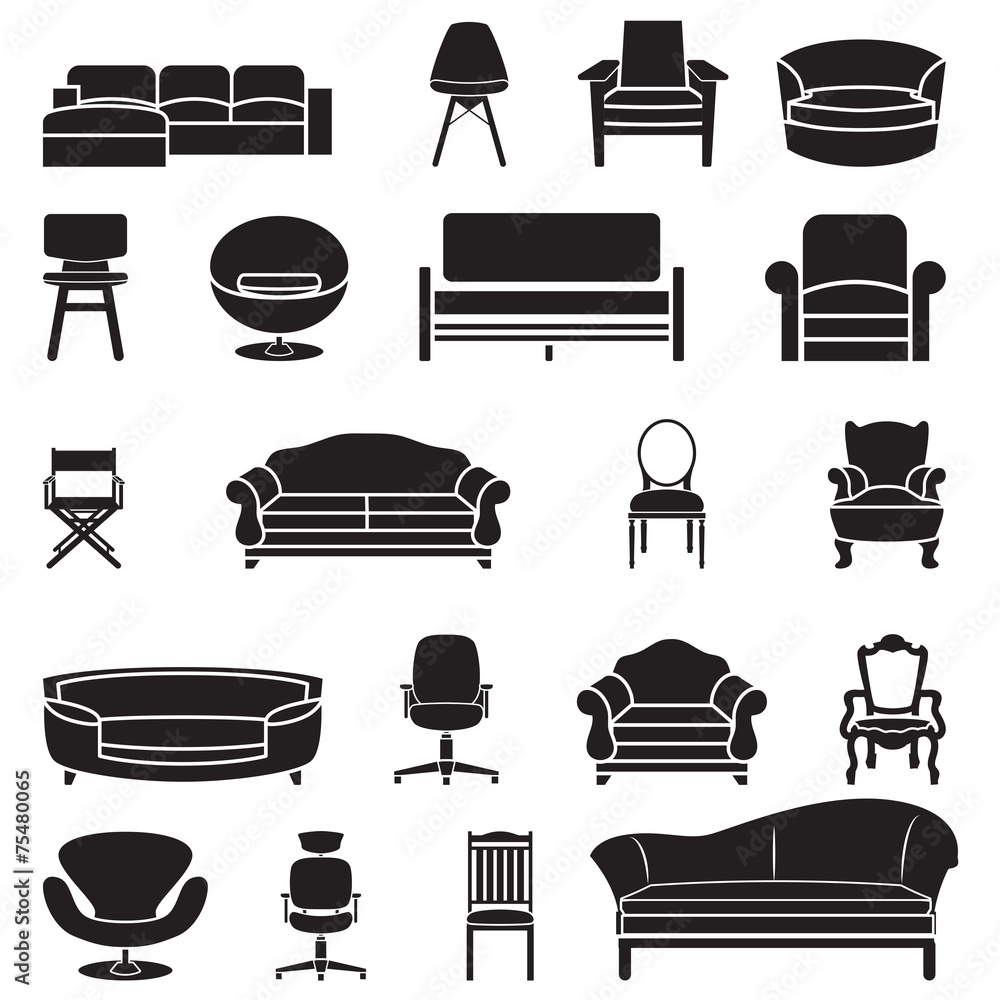 chair and sofa vector set Stock Vector Adobe Stock