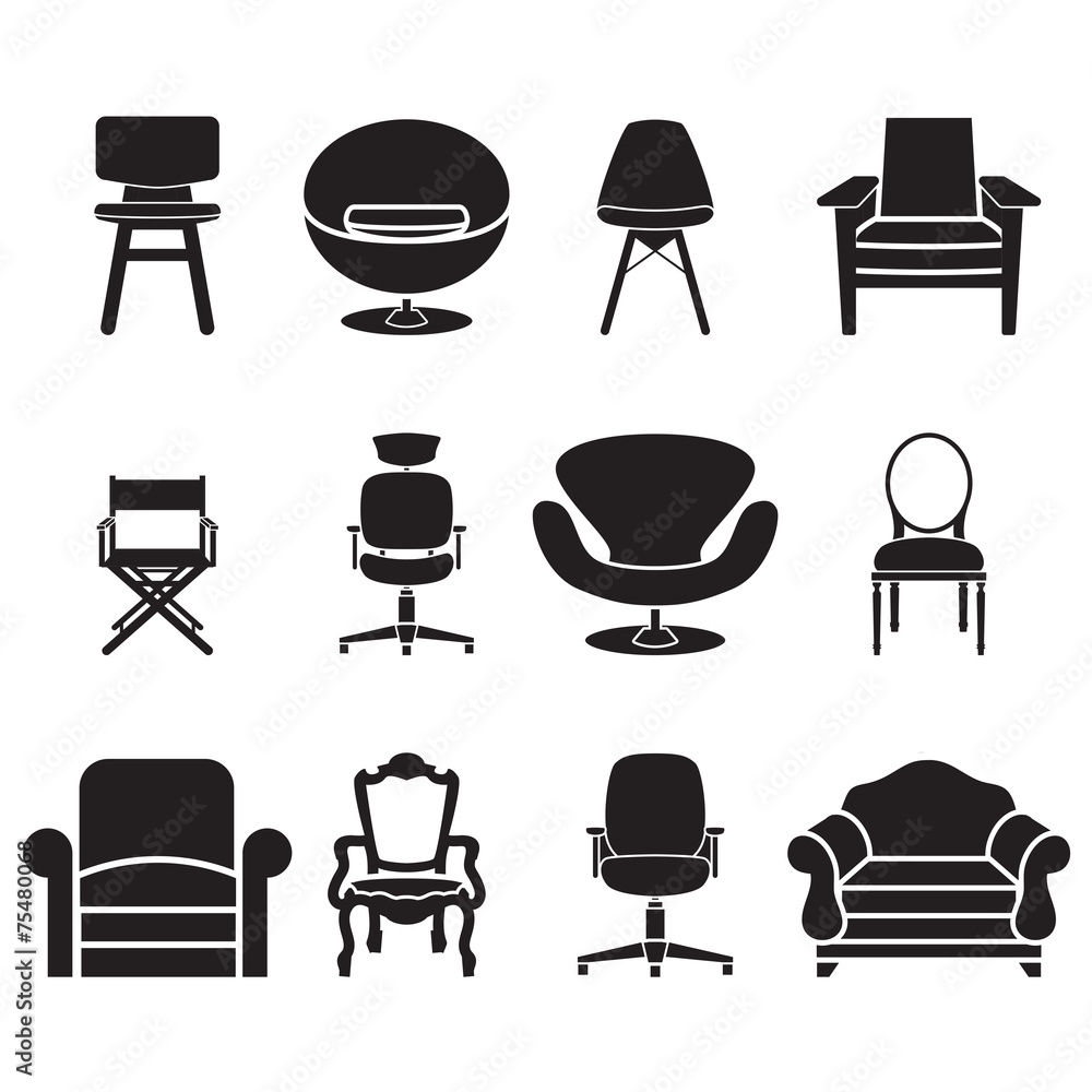 chair and sofa vector set Stock Vector | Adobe Stock