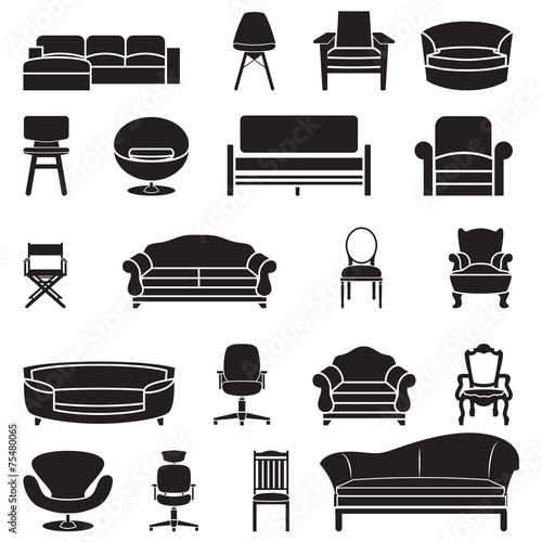 chair and sofa vector set