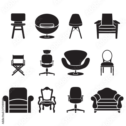 chair and sofa vector set