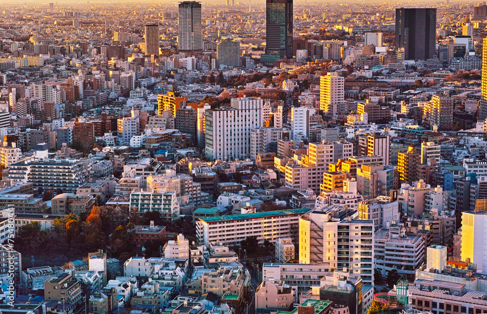 Naklejka premium 東京の目黒区の住宅街の夕方