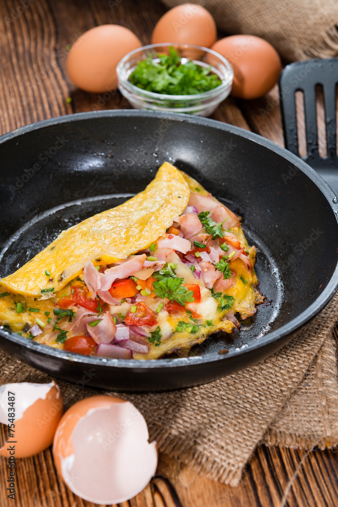 Frypan with Ham and Cheese Omelette Frypan with Ham and Cheese Omelette
