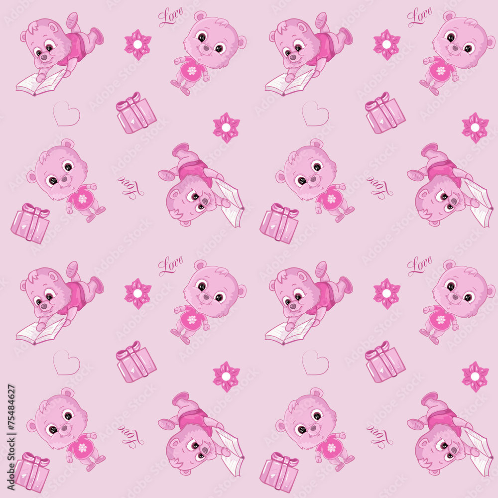 Cute baby's seamless pattern with teddy bears