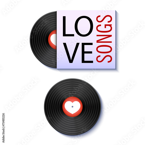 Retro vinyl records. Love songs