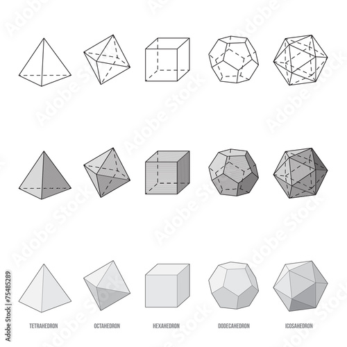 Platonic solids, vector illustration
