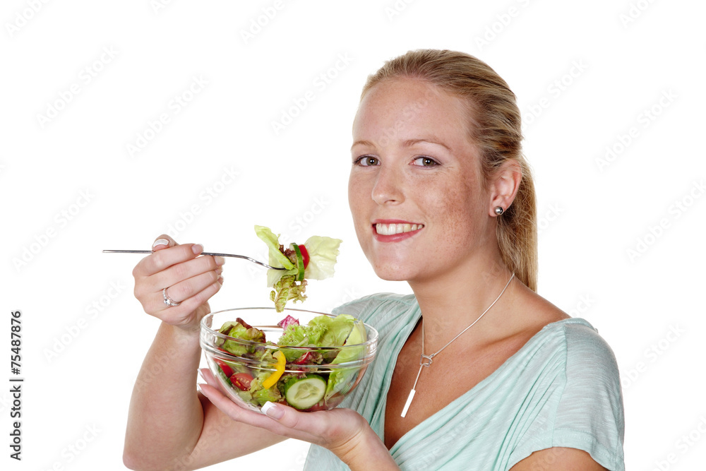 Frau mit Salat Frau mit Salat