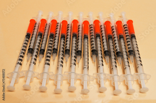 several syringes without medication for injection