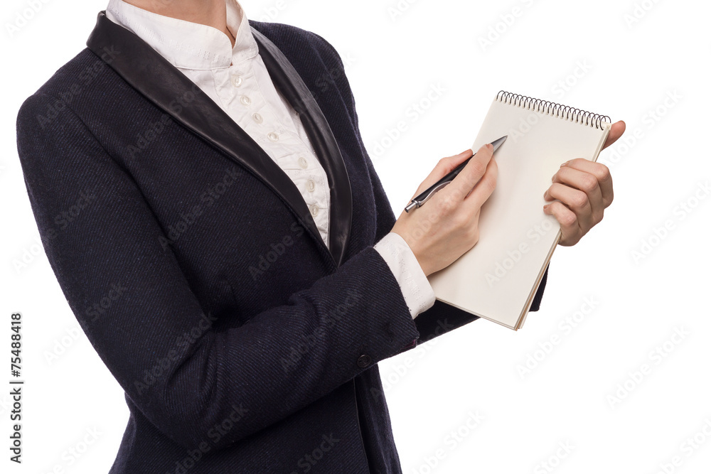 Hands In A Business Suit Holding A Pen And Notebook Hands In A Business Suit Holding A Pen And Notebook