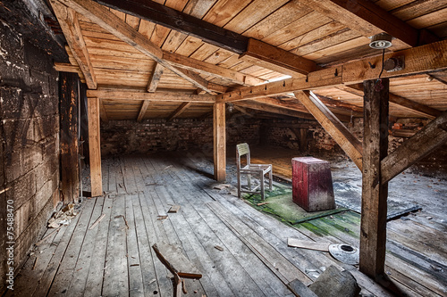 Attic in the destroyed building