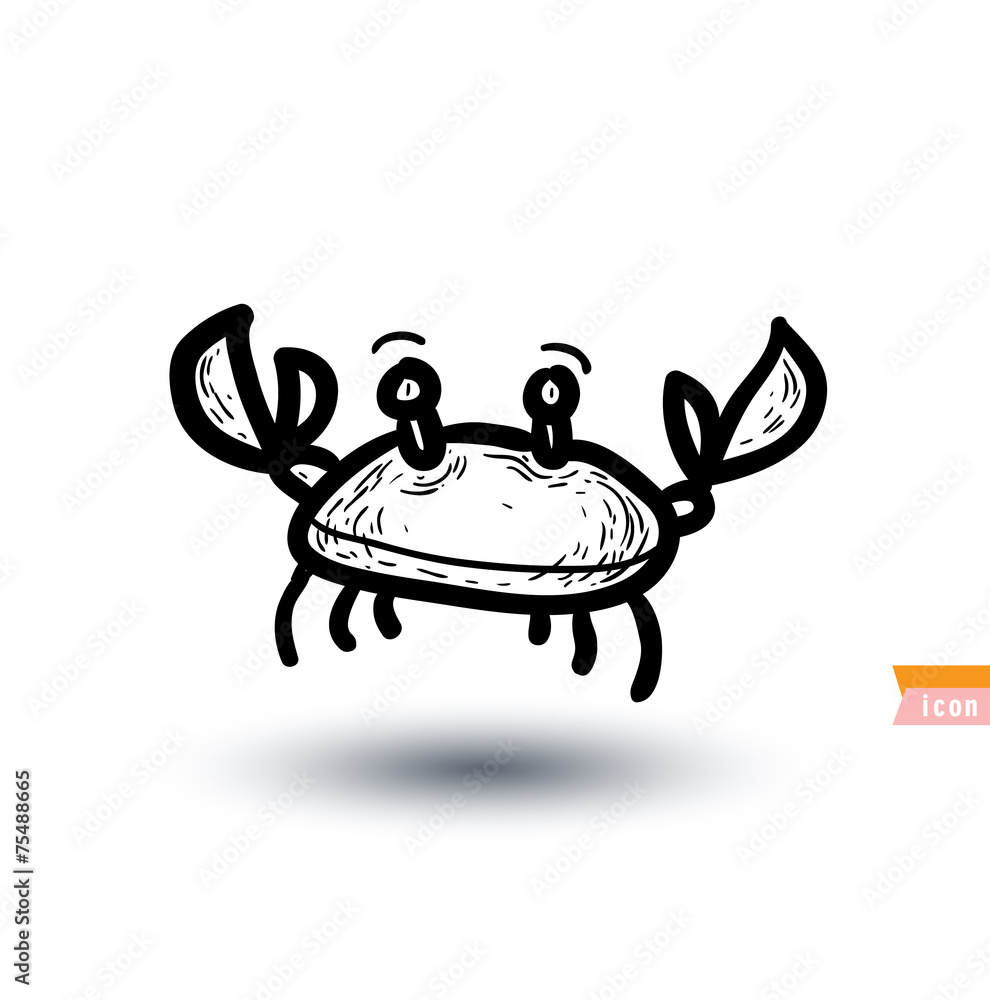 Cartoon illustration of crab, vector illustration.