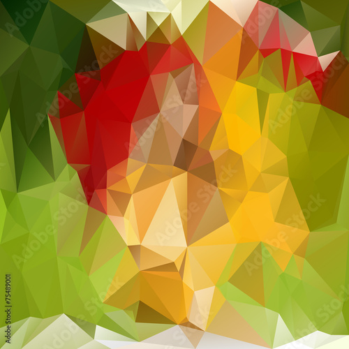 triangular design in spring colors - green  red  yellow