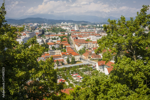 areal view from Ljubljana old town Slovenia