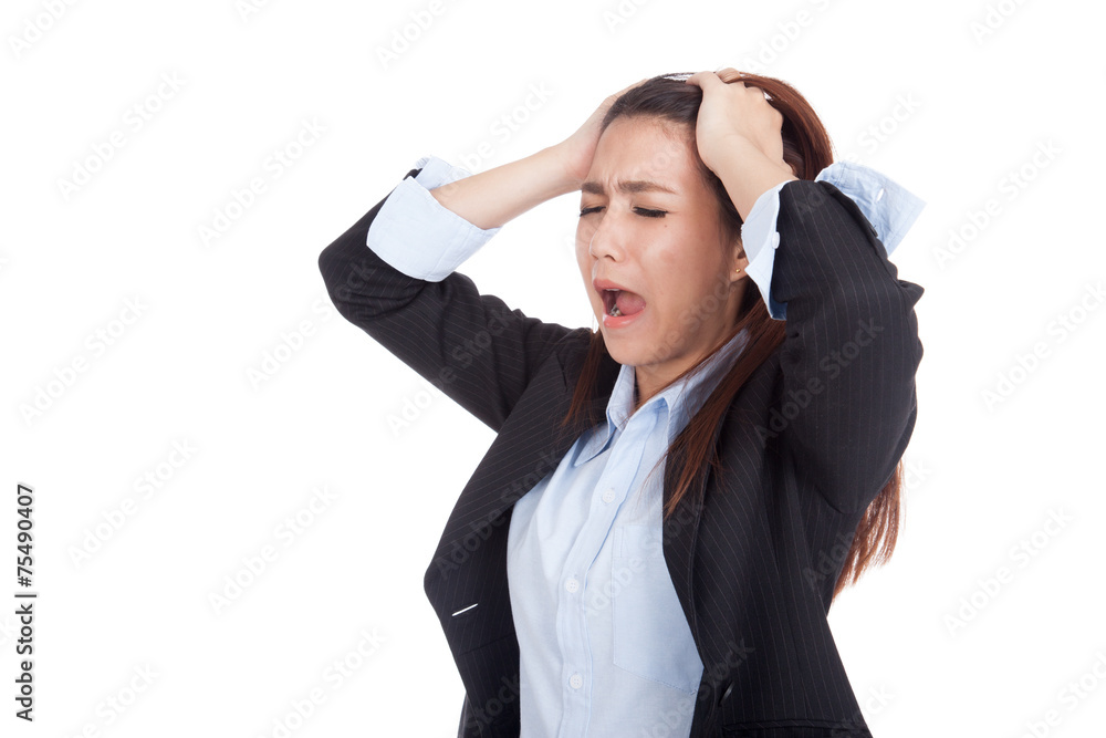 Stressed young Asian businesswoman scream out Stressed young Asian businesswoman scream out