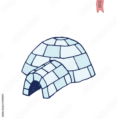 igloo icon, cartoon vector illustration