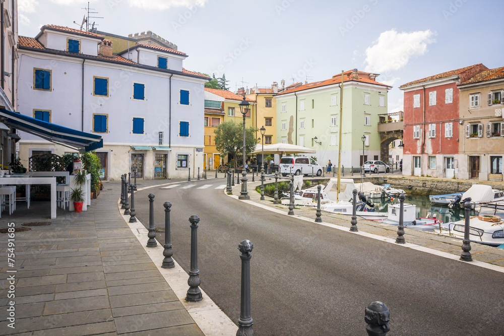 amazing view on a city center of Muggia 