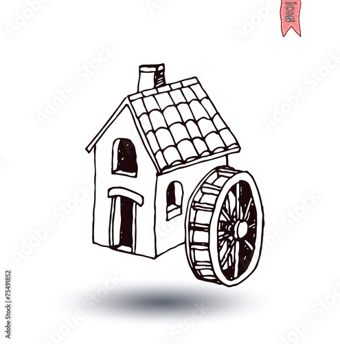 water mill vector illustration.