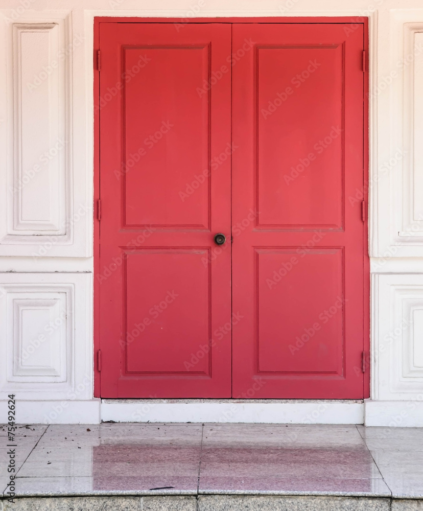 red wooden door