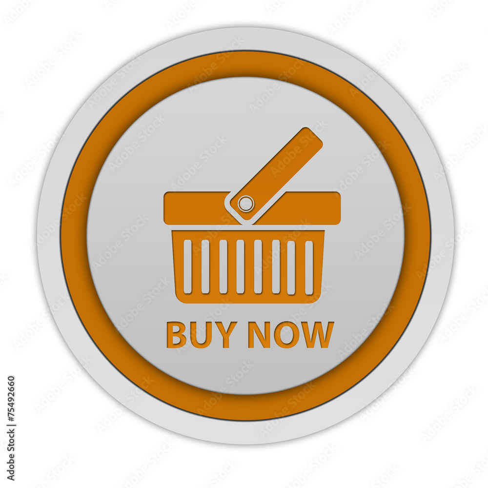 Buy now circular icon on white background Buy now circular icon on white background