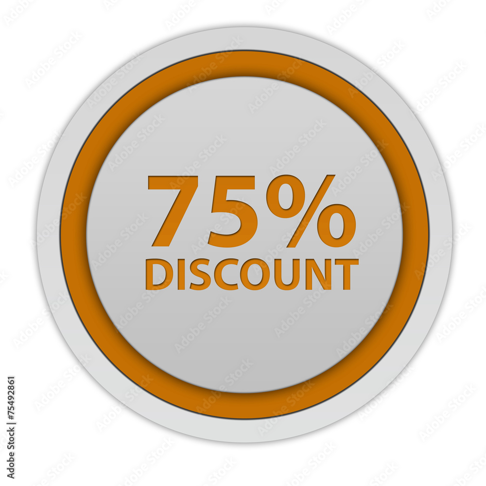 Discount 75 circular icon on white background Discount 75 circular icon on white background