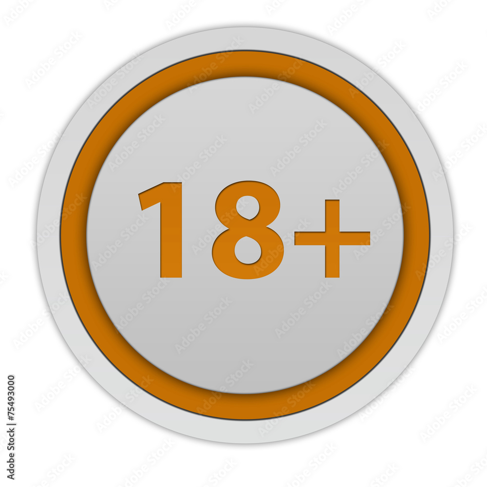 18+ circular icon on white background 18+ circular icon on white background