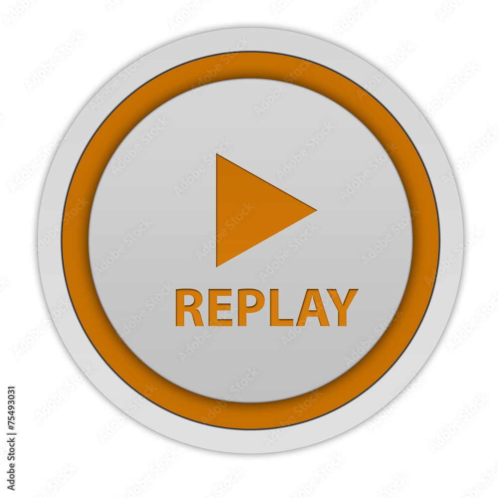 Replay circular icon on white background Replay circular icon on white background