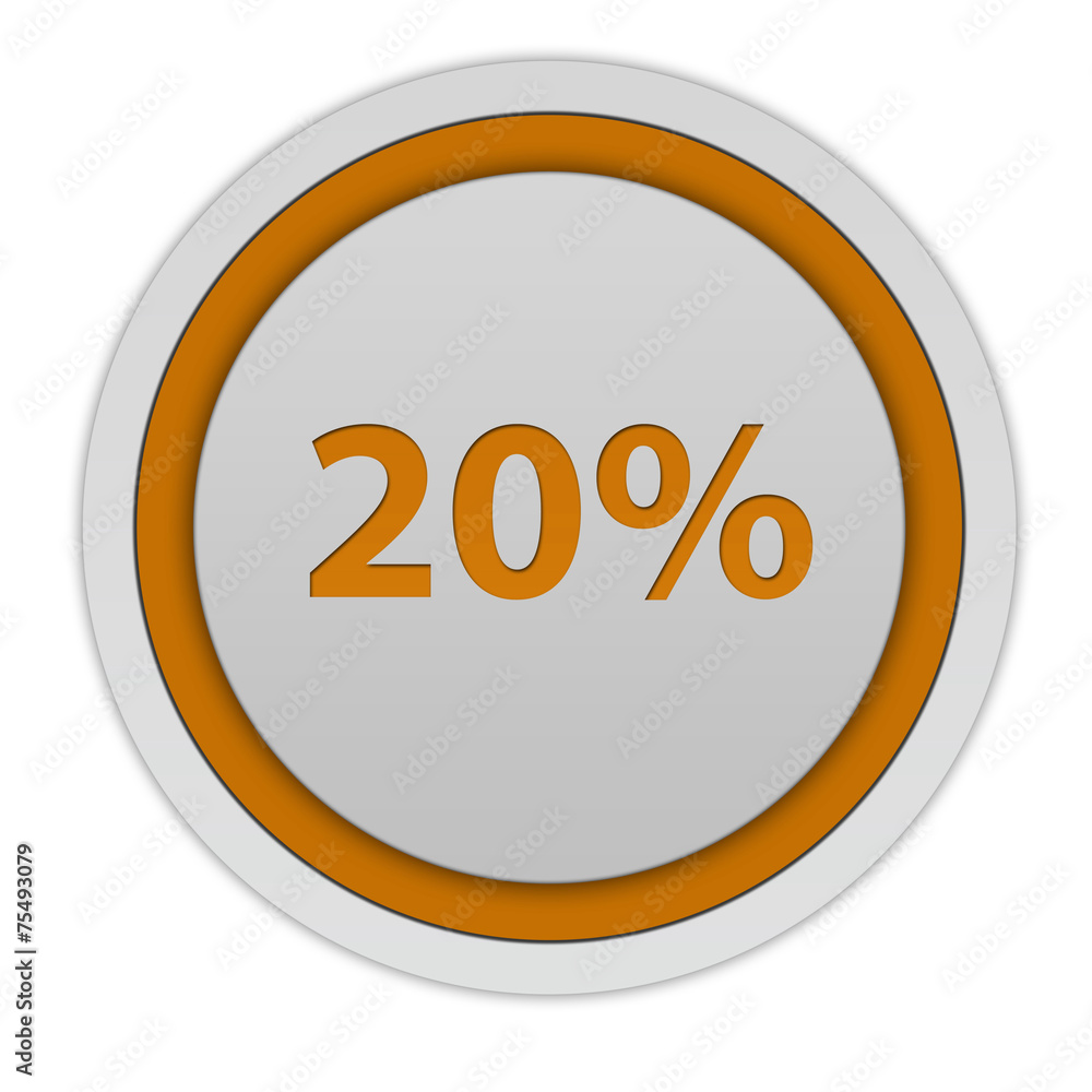 Twenty percent circular icon on white background Twenty percent circular icon on white background