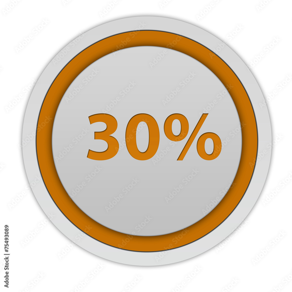 Thirty percent circular icon on white background Thirty percent circular icon on white background