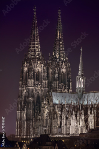 Cathedral in Cologne, Germany. Night view