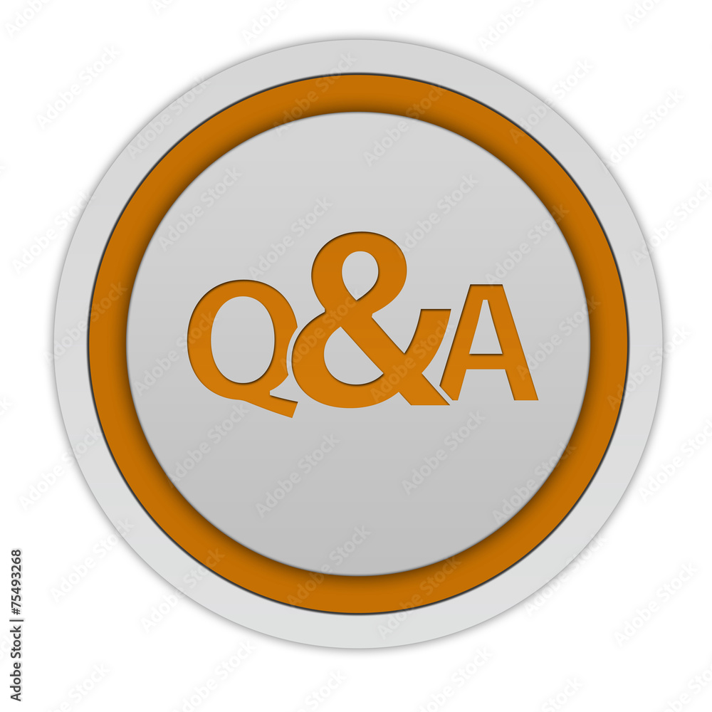 Q&A circular icon on white background Q&A circular icon on white background