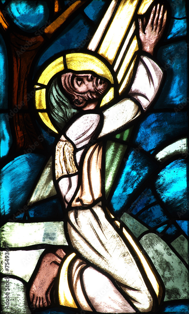 Jesus praying (stained glass window)
