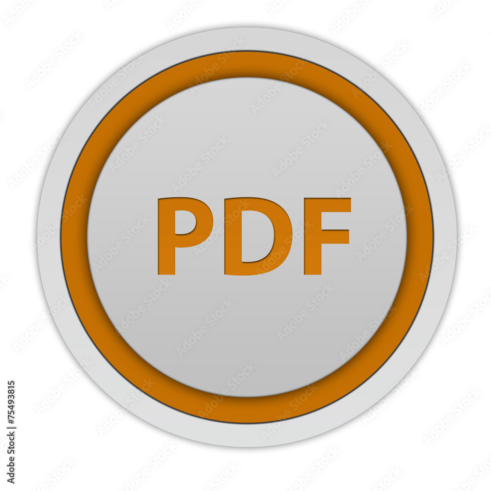 Pdf circular icon on white background Pdf circular icon on white background