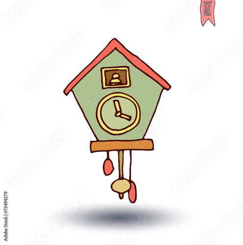 clock icon, watche, Hand drawn vector illustration.