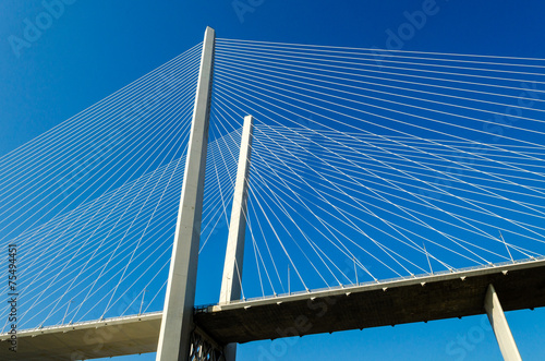 Fototapeta Naklejka Na Ścianę i Meble -  Detail of the bridge across the Golden Horn Bay, Vladivostok