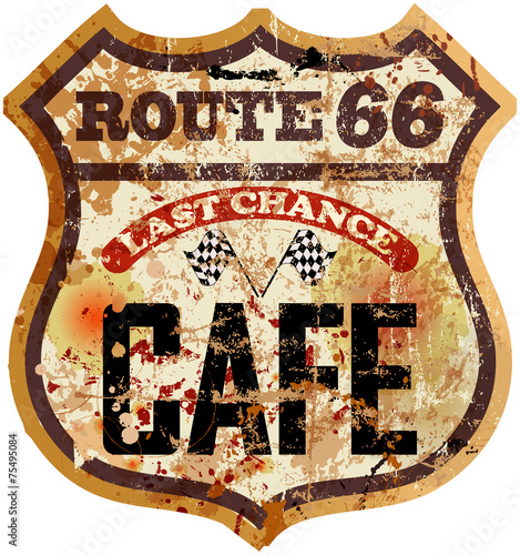 route sixty six cafe diner sign, retro style, vector illustratio