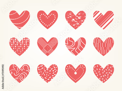 Valentine heart vector set   love symbol icon.
