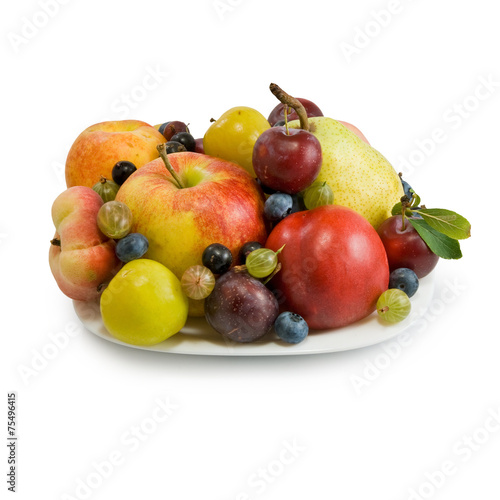 Isolated image of different fruits on a plate