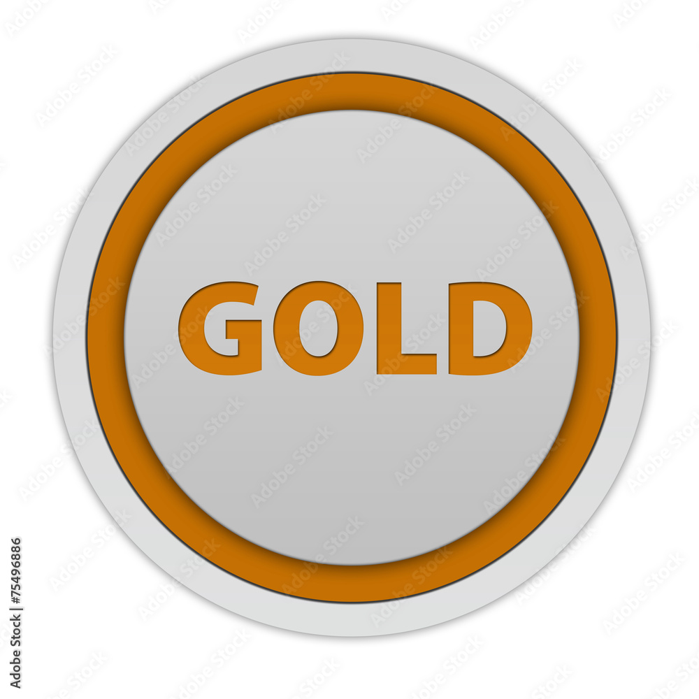Gold circular icon on white background Gold circular icon on white background