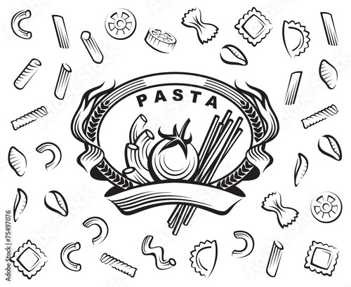 set of various pasta elements