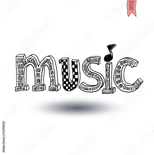 music lettering, hand drawn illustration.