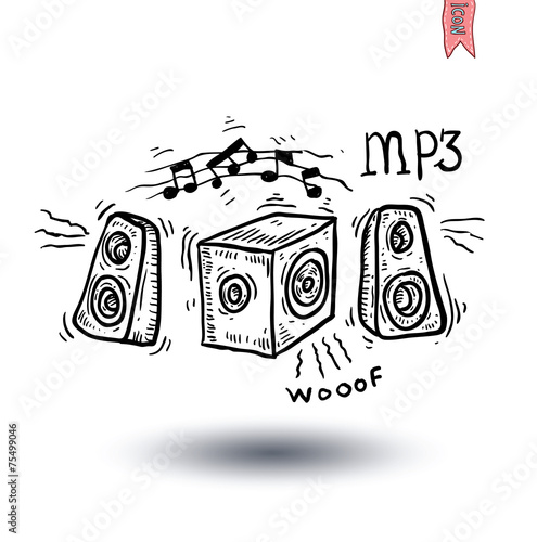 Speakers Set, hand drawn illustration.