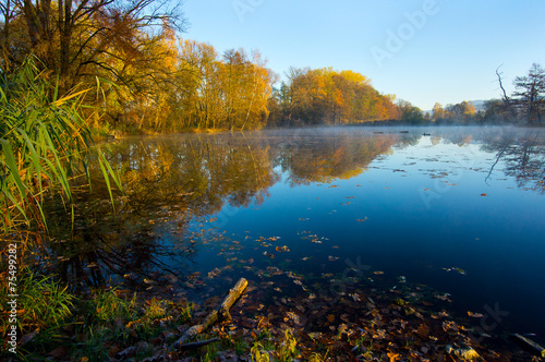 Autumn pond Tremesek in Czech Republic