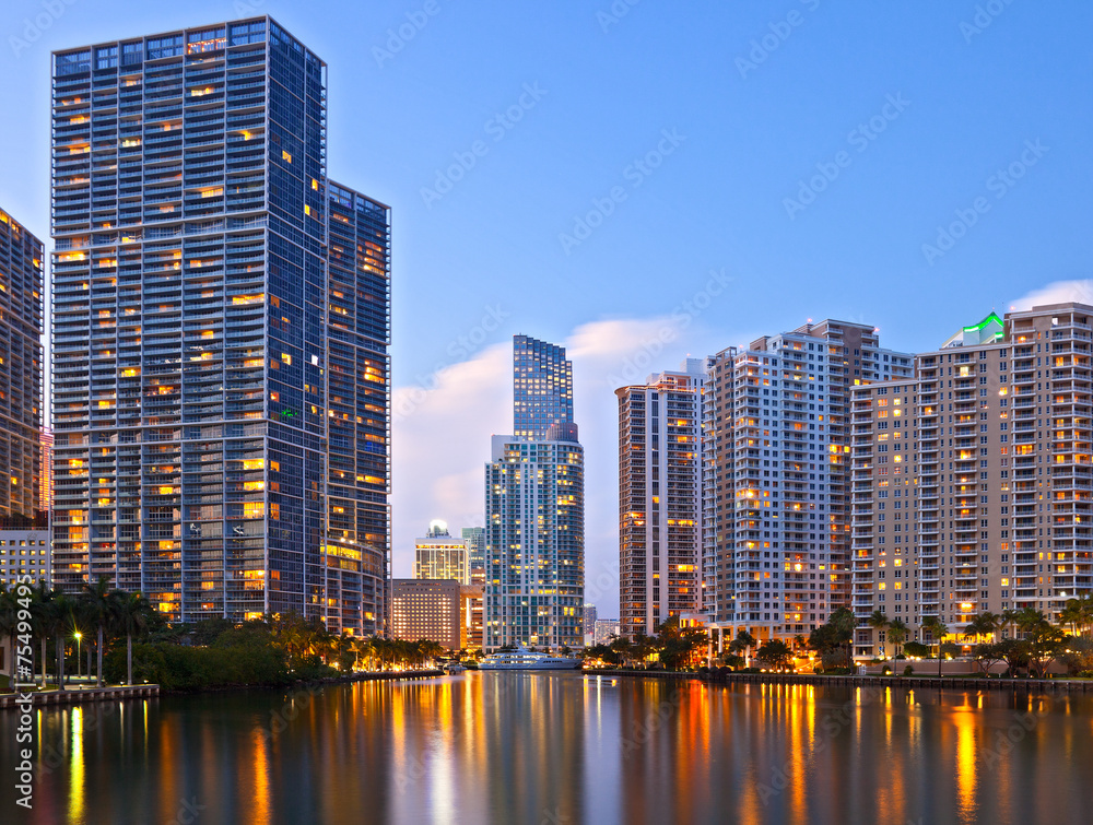 City of Miami Florida, sunset skyline