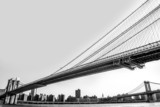 New York City, Brooklyn Bridge skyline black and white