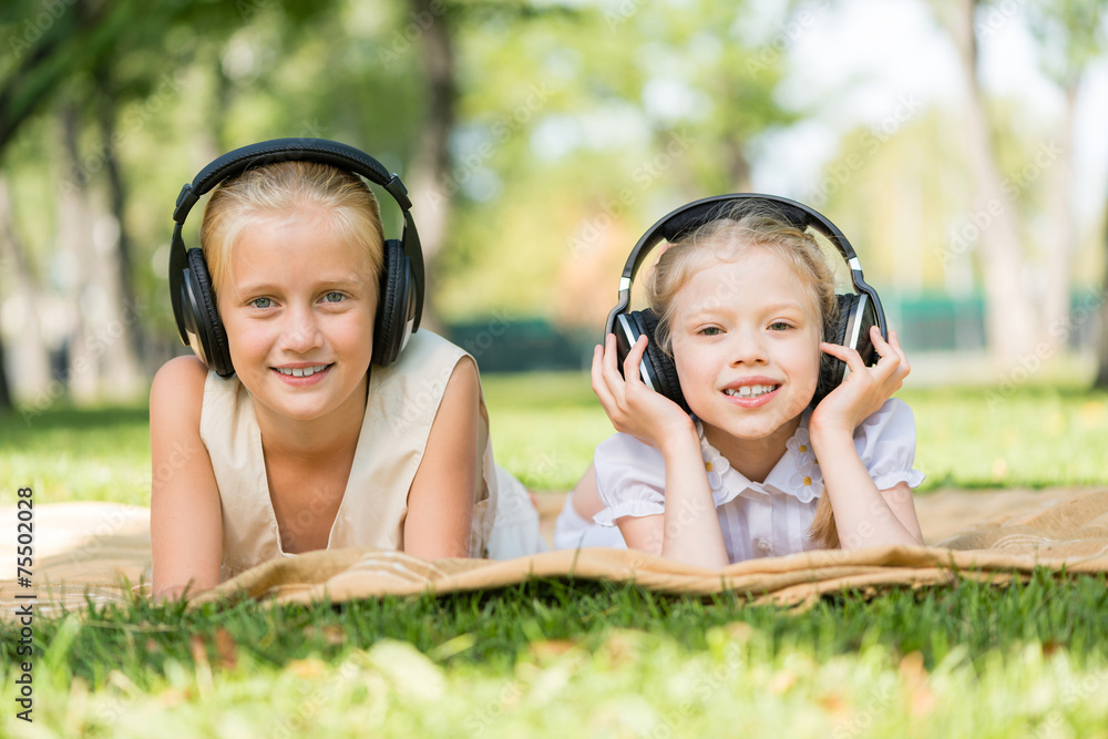 Girls enjoying music