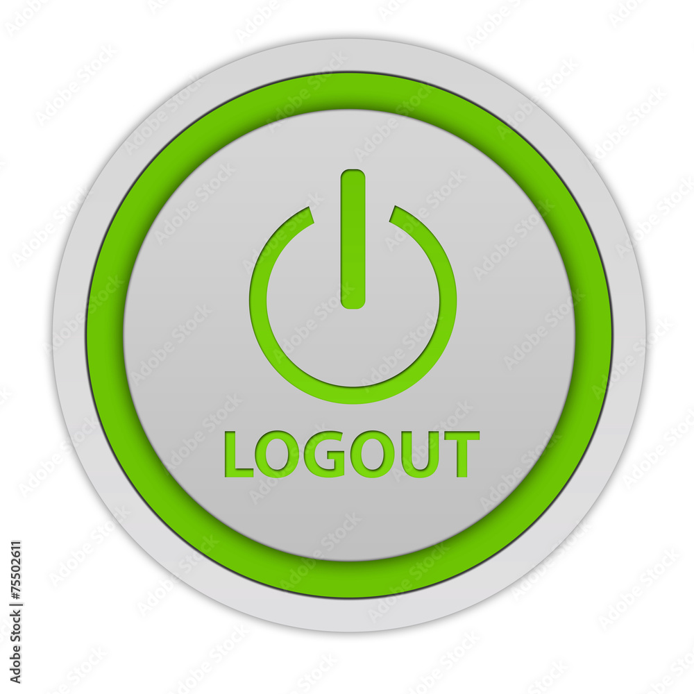 Logout circular icon on white background Logout circular icon on white background